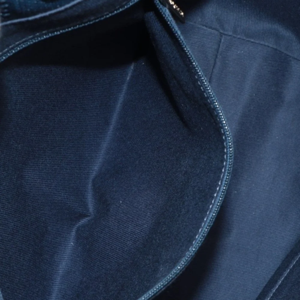 Chanel Mixed Fibers Striped Small Deauville Tote Navy Blue